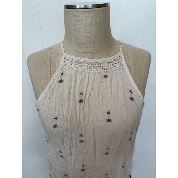 Mudd Tank Top Womens Large Boho Floral Embroidered Crochet Trim Summer Festival - Picture 3 of 11